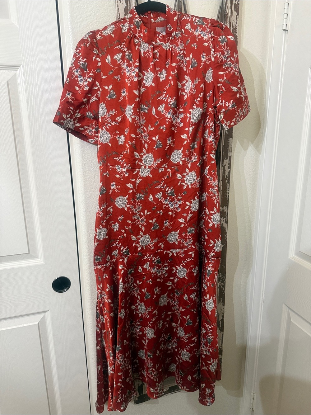 Chelsea28 Red Floral Maxi Dress with White Blooms